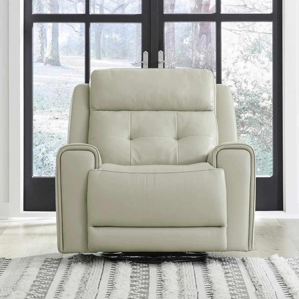 Off White Leather Power Recliner L707851