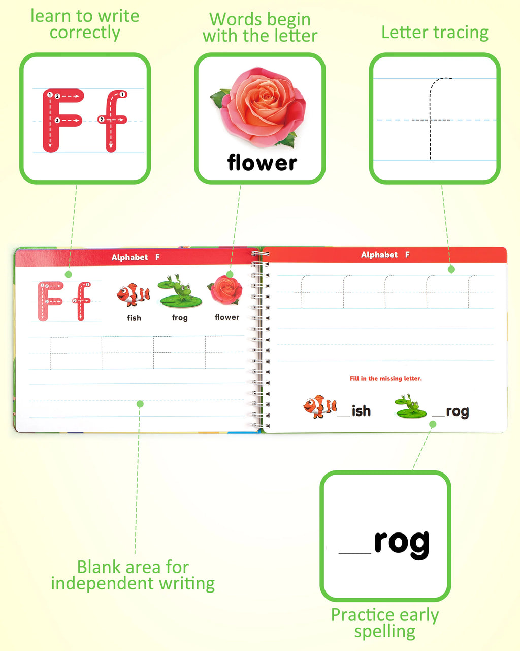 Learn to Write Workbook Numbers Letters Practicing Book ABC Alphabet Sight Words Handwriting Educational Toy U514