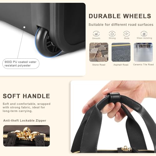 Black Gold Carry On Rolling Suitcase F7838