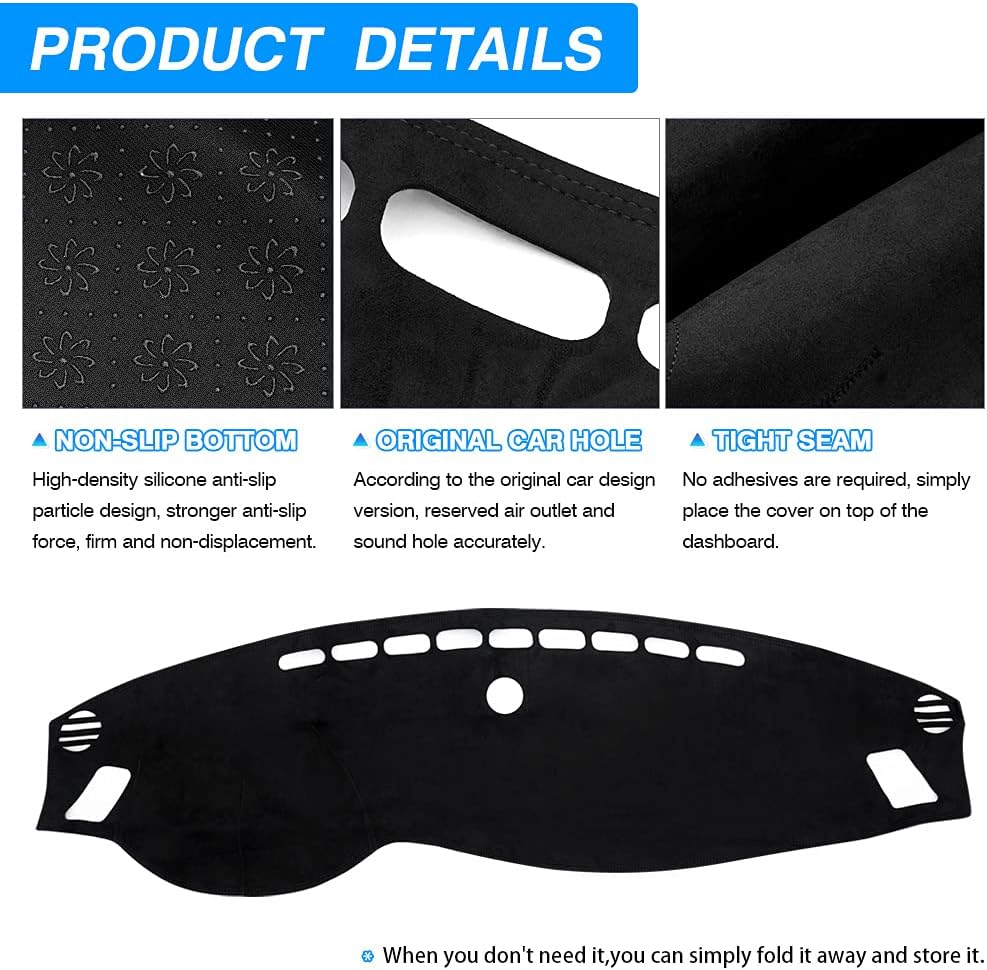 Suede Dash Cover for Kia Optima Dashboard Mat Non-Slip Carpet Odorless Sunshade Protector Pack of 2 T792722