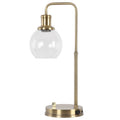 Gold Desk Lamp with Glass Shade and AC Outlet D33923