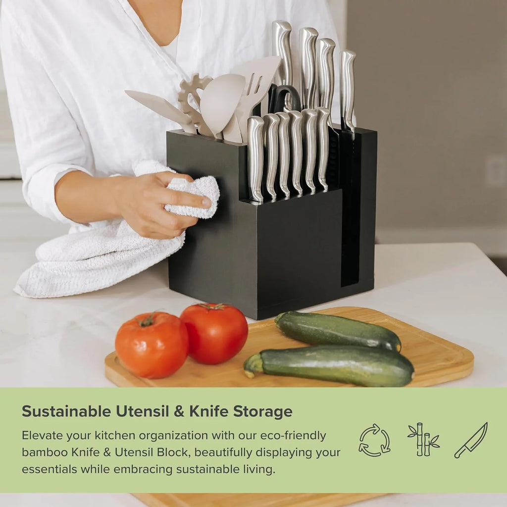 Bamboo Magnetic Knife Block and Cooking Utensil Holder T761354