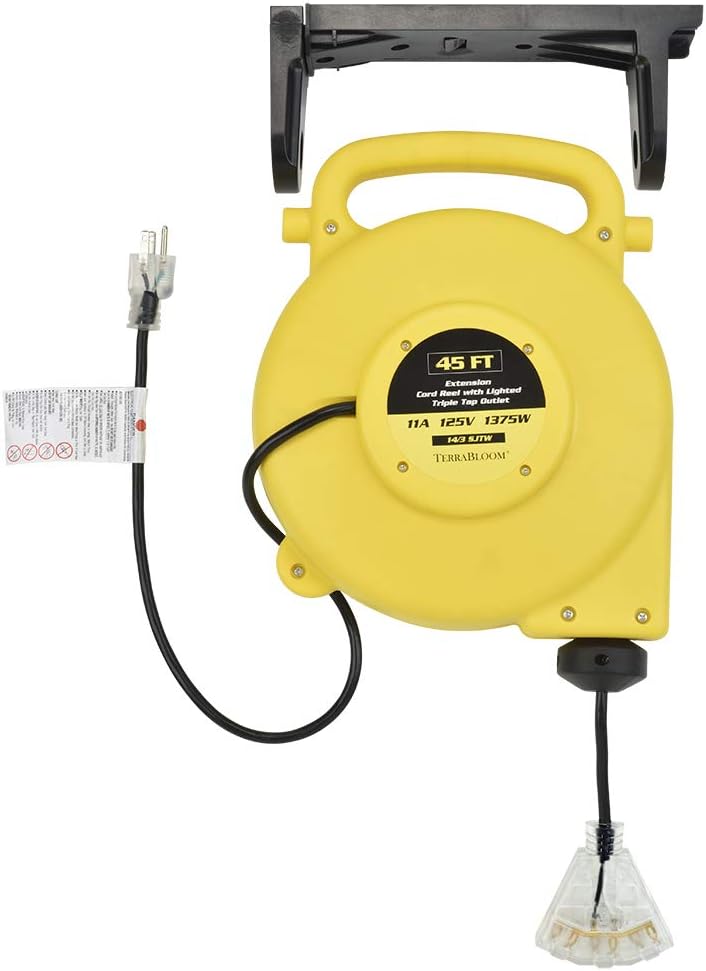 40 Ft 12/3 Retractable Extension Cord Reel with 3 Electrical Outlets X81052