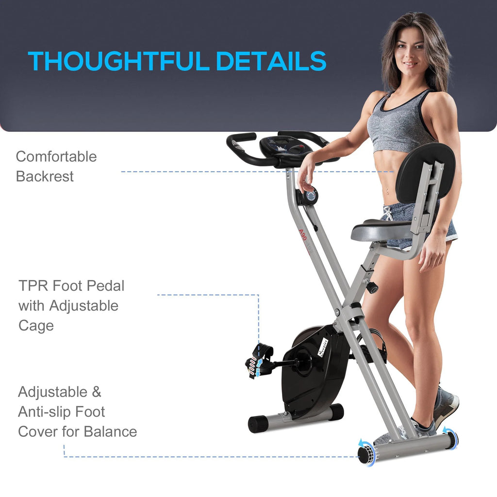 Folding Upright Stationary Indoor Bike with 8 Levels of Magnetic Resistance Z6743