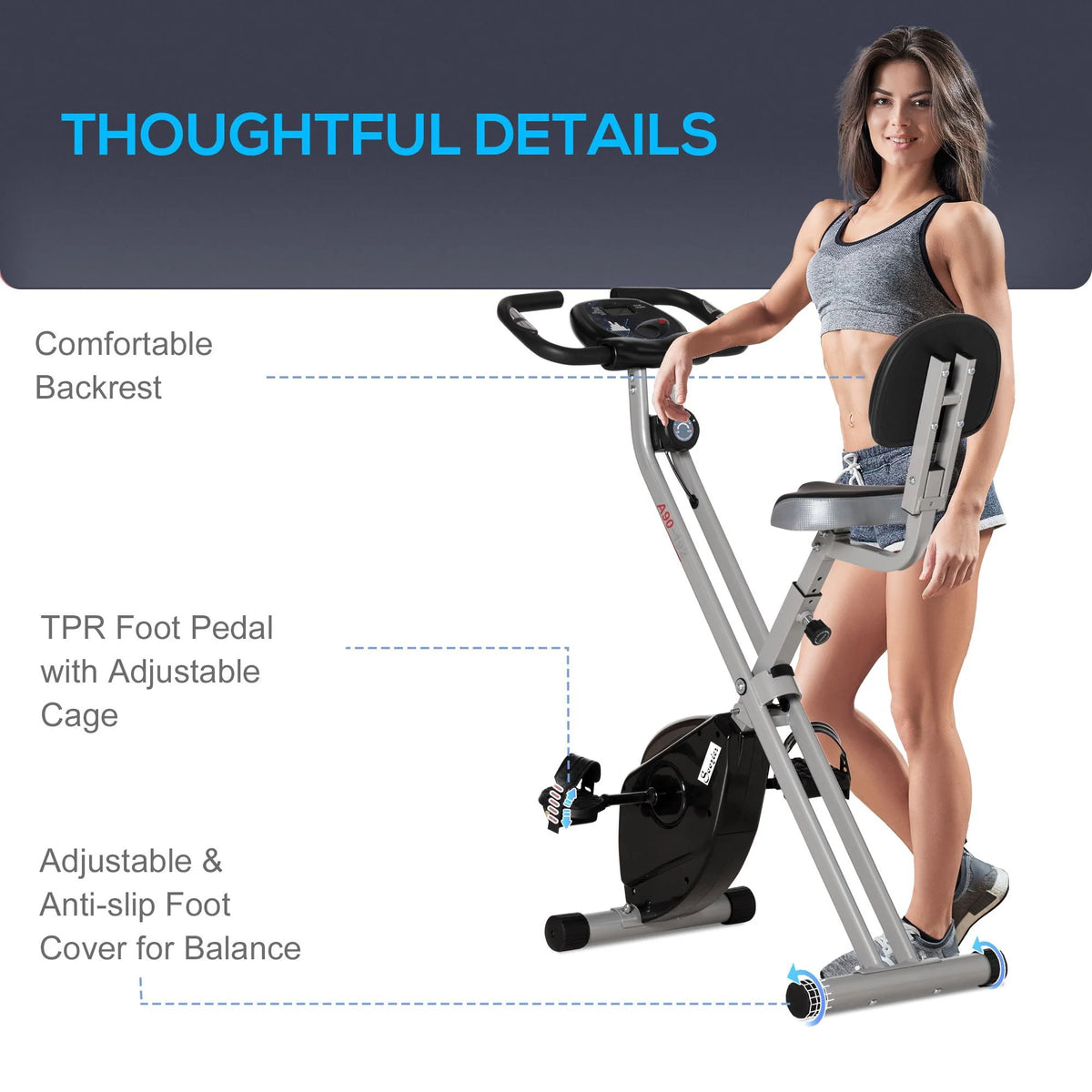 Folding Upright Stationary Indoor Bike with 8 Levels of Magnetic Resistance Z6743