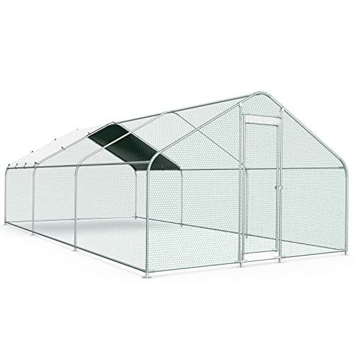 10x20FT Metal Chicken Run with Roof and Waterproof Cover M1110