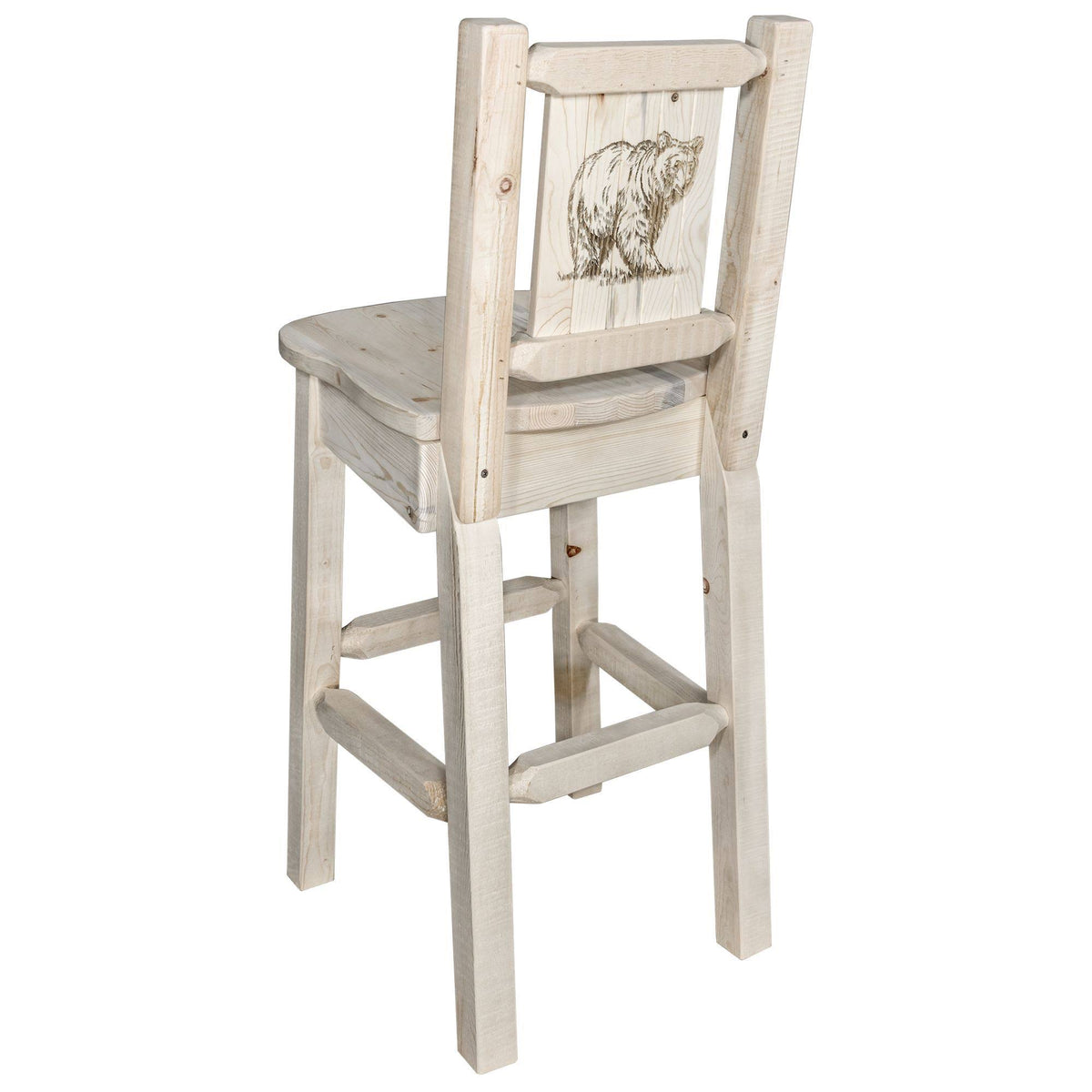 Counter Height Back Barstool with Bear Design Y851102