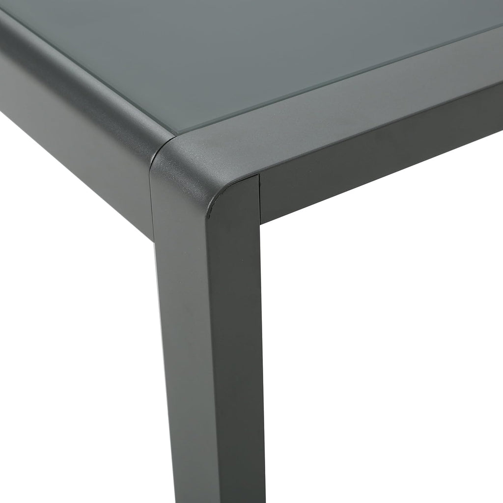 Grey Aluminum Outdoor Coffee Table with Tempered Glass Top J1949