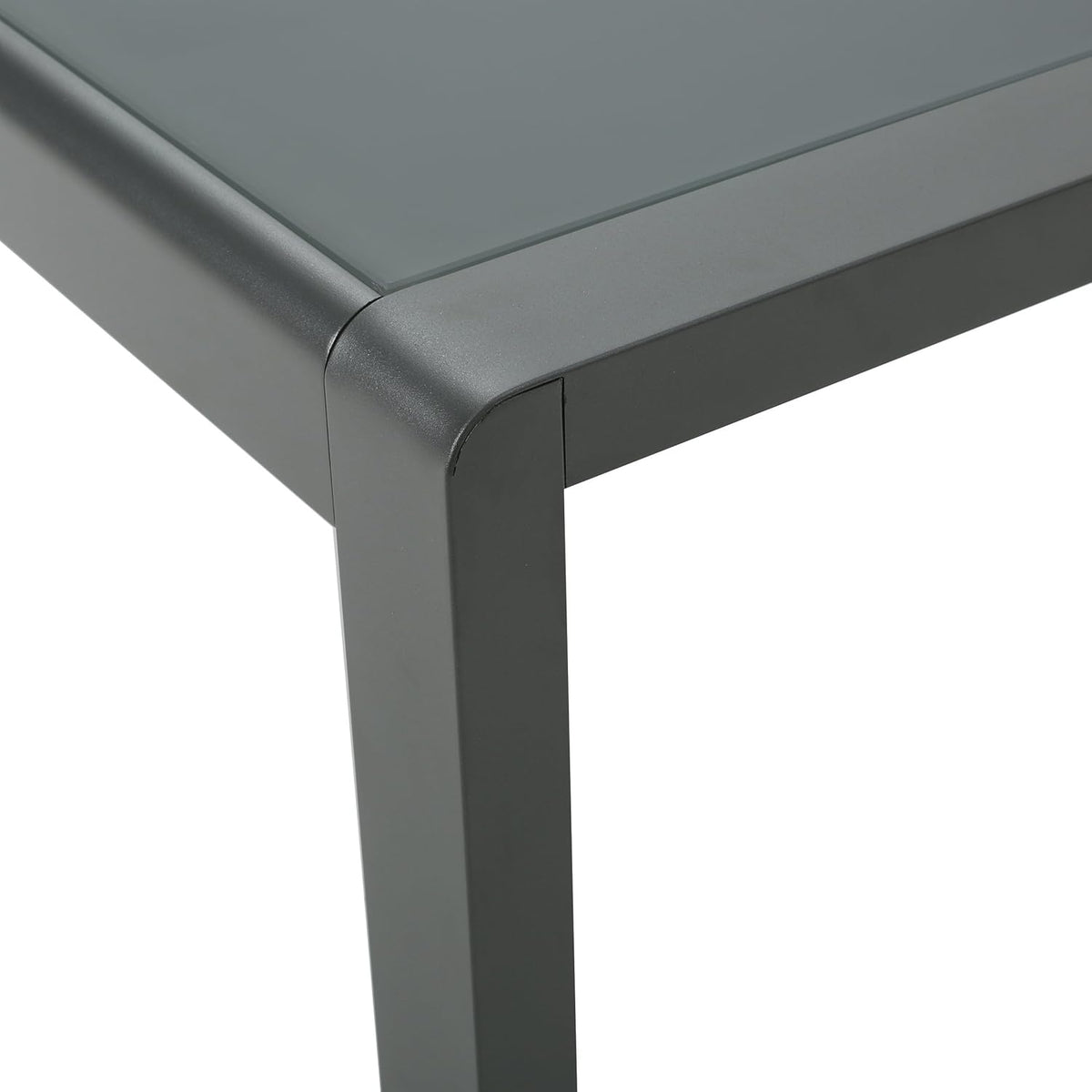 Grey Aluminum Outdoor Coffee Table with Tempered Glass Top J1949