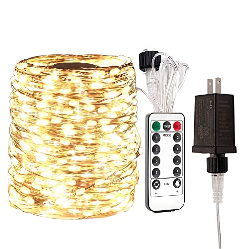 66FT Waterproof Warm White LED Fairy String Lights with Remote Control L626356
