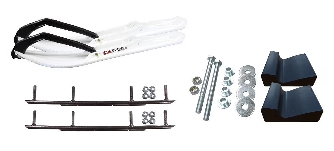 White Snowmobile Skis with 10" Round Bars Complete Kit L498303
