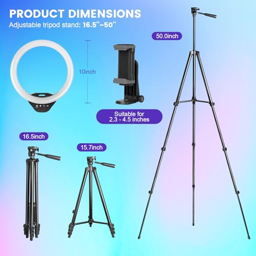 10'' Ring Light with 50'' Extendable Tripod Stand E383