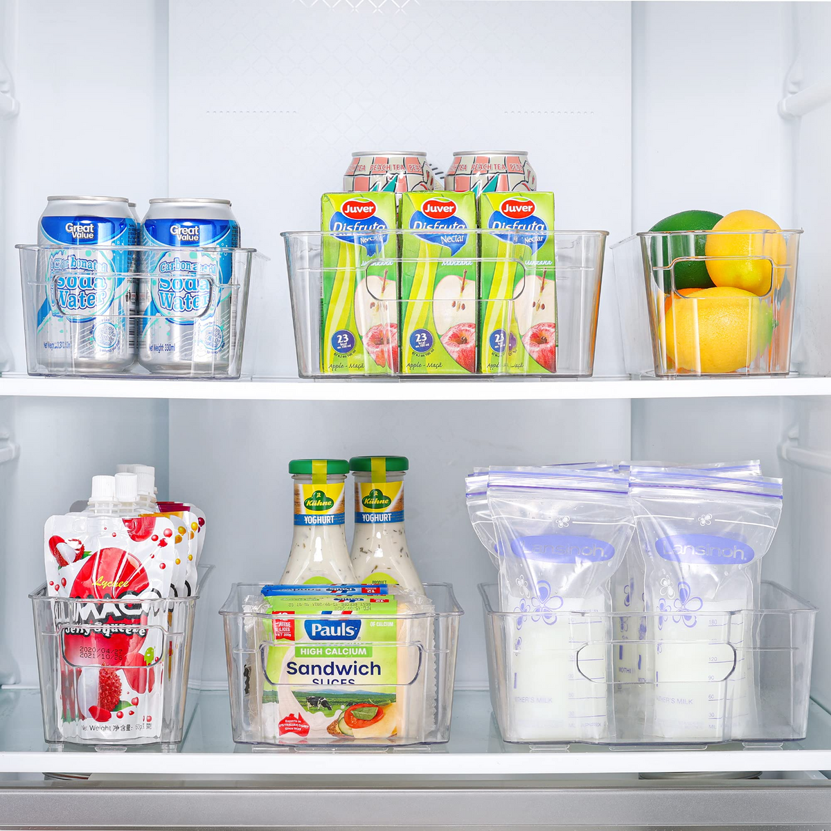 4pcs Clear Plastic Fridge Organizer Bins R952961