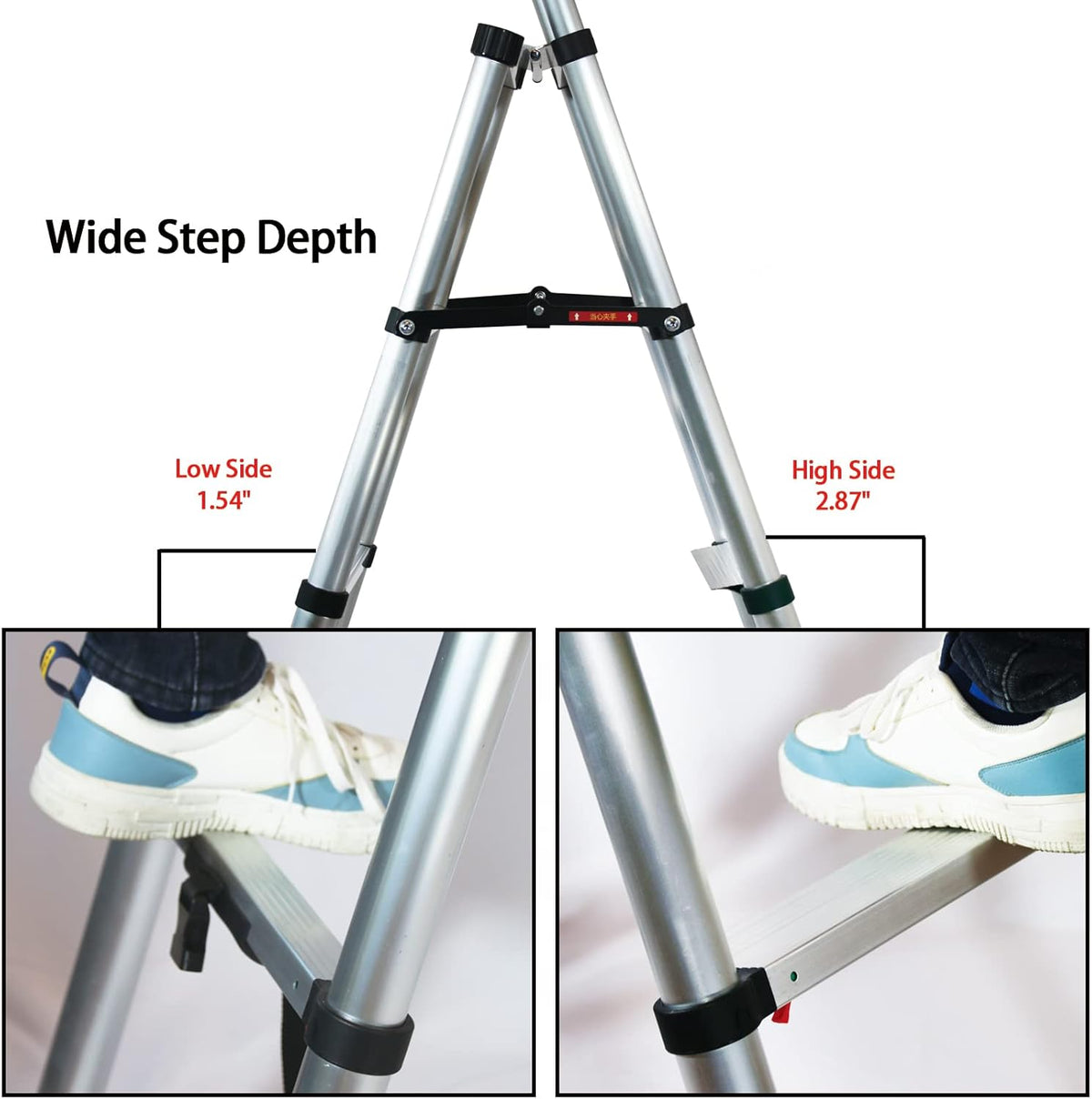 4 + 5 Step Telescoping Ladder, Aluminum Alloy Folding Extendable Ladder with Non-Slip Rubber Feet, 330lbs Load Capacity V578