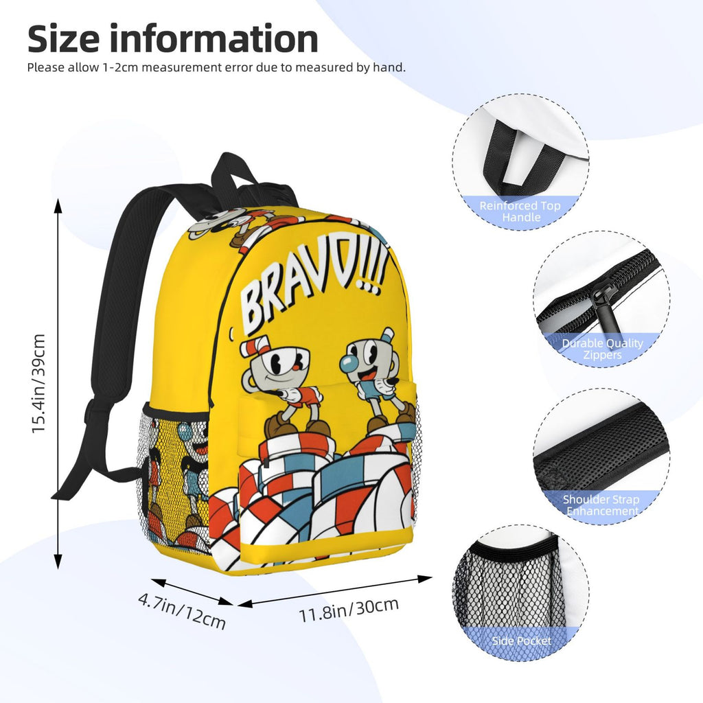 Cuphead Brother Mugman Backpack Laptop Daypack Travel Bags R820898