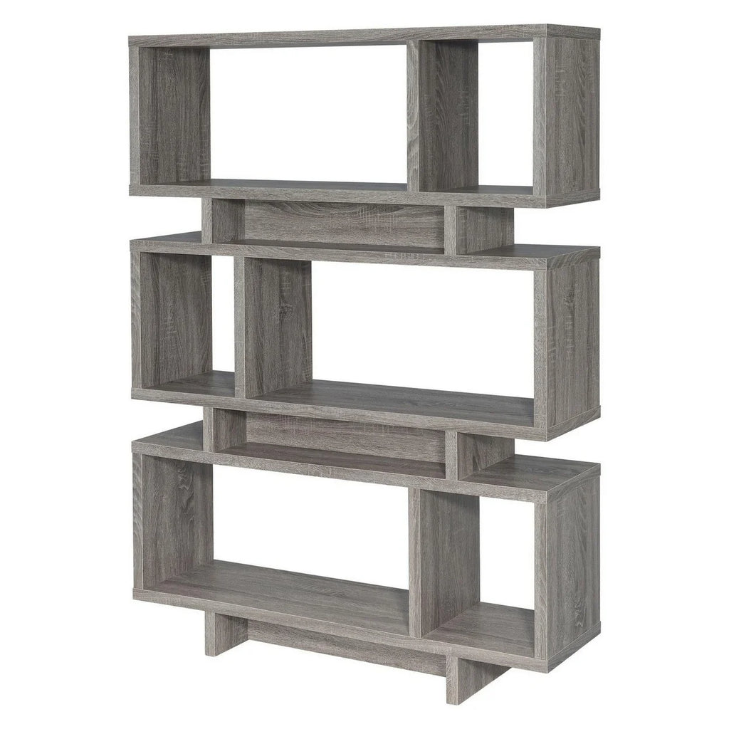 3-tier Geometric Bookcase Weathered Grey F504944