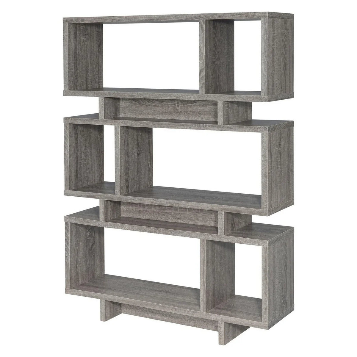 3-tier Geometric Bookcase Weathered Grey F504944
