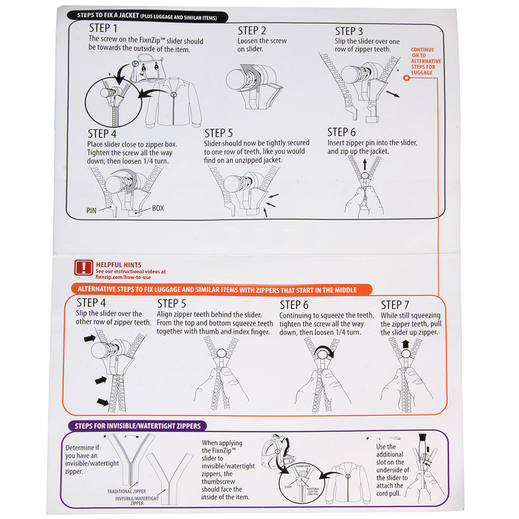 Black Nickel Zipper Repair Kit 3 Pack J271