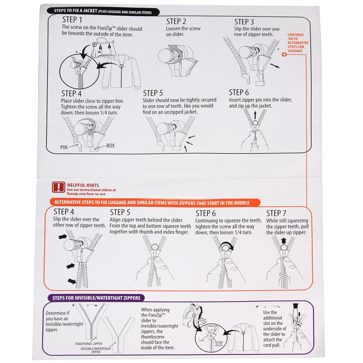 Black Nickel Zipper Repair Kit 3 Pack J271
