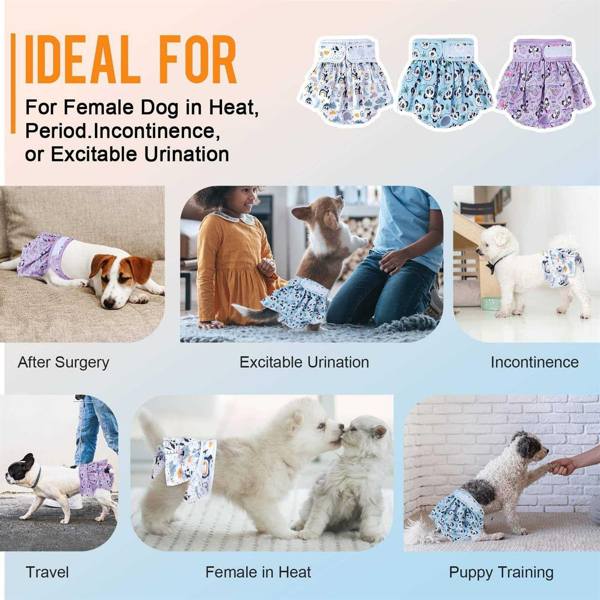 Washable Female Dog Diapers 3 Pack Reusable R9467
