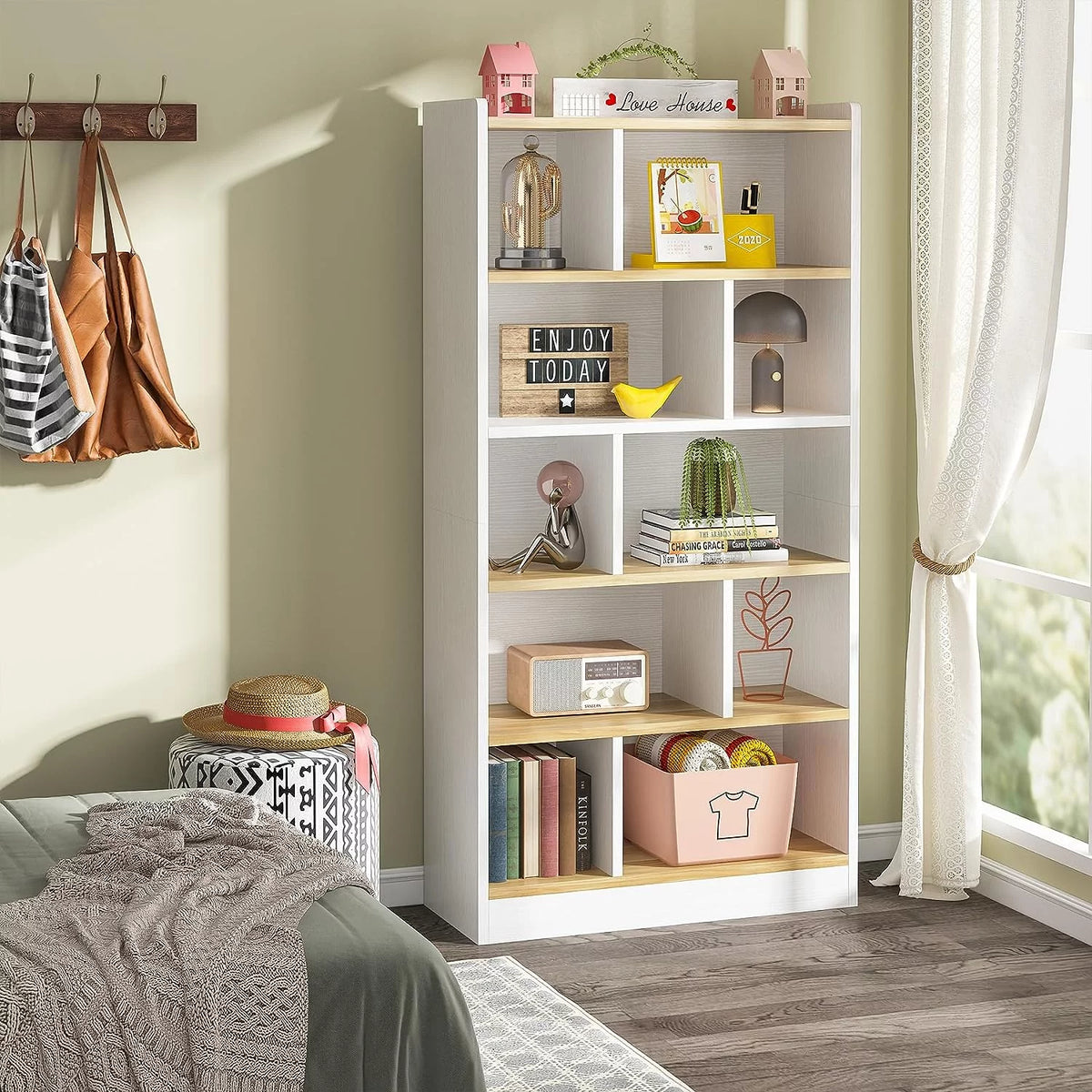 72-inch 6-Tier White Bookcase U4096