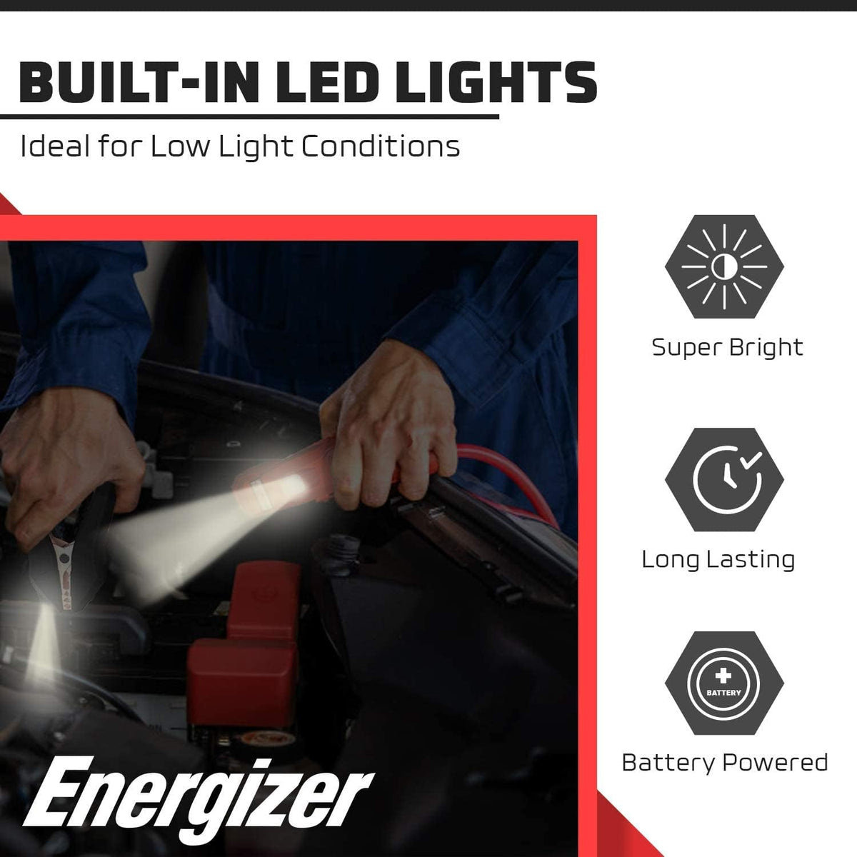 25-Feet 2-Gauge Heavy Duty Jumper Cables with LED Lights, Pack of 2 O316