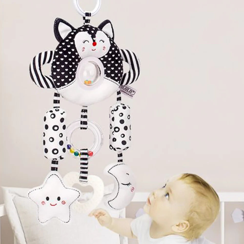 Black and White High Contrast Soft Plush Baby Rattle Toy (Fox) M899