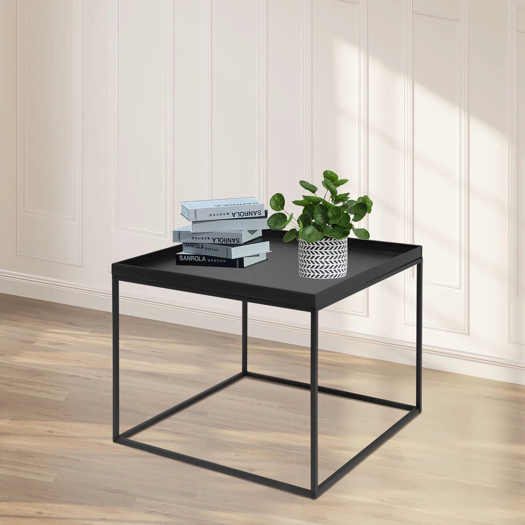 24" Square Steel Side Table Black R747454