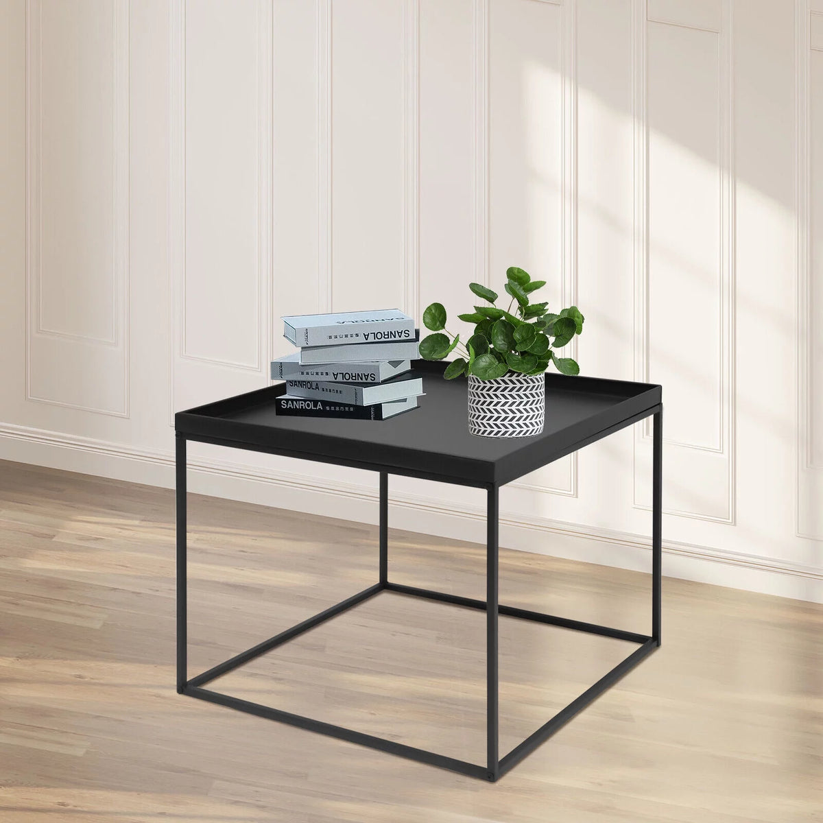 24" Square Steel Side Table Black R747454