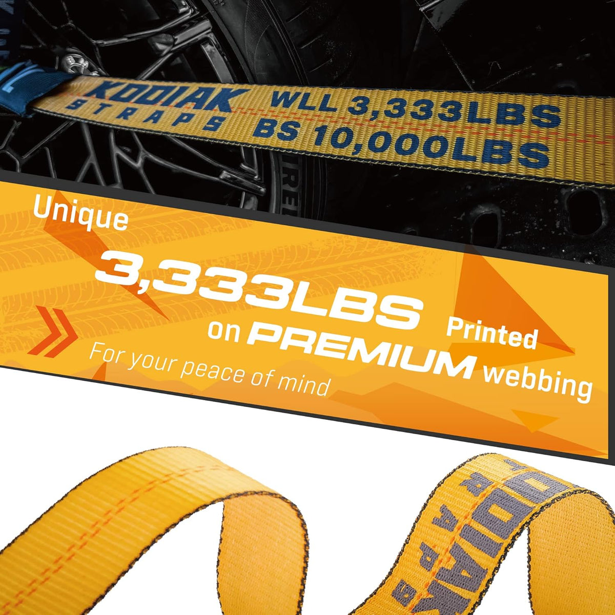 4 Pack Ratchet Car Tie Down Strap with Chain Hooks 2" x 144' Heavy Duty 10,000lbs Min Break Strength Tire Straps C33441