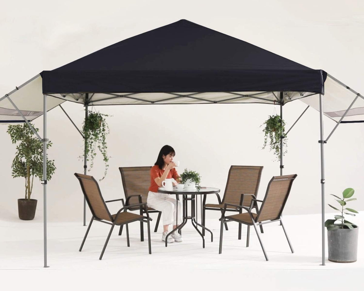 10x10 Pop-up Canopy Tent with Double Awnings Dark Gray C7085