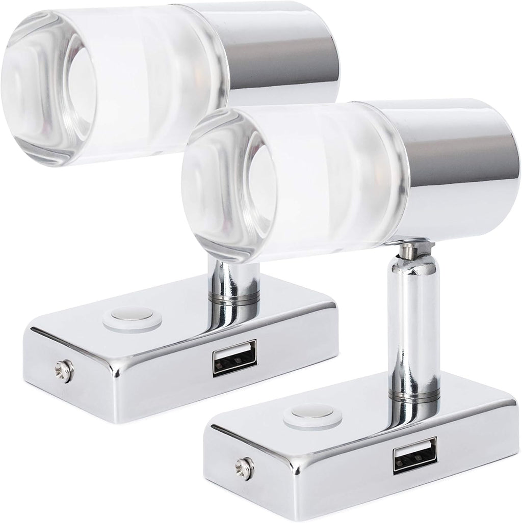12V LED Reading Light with USB Port Dimmable Two Pack F8194