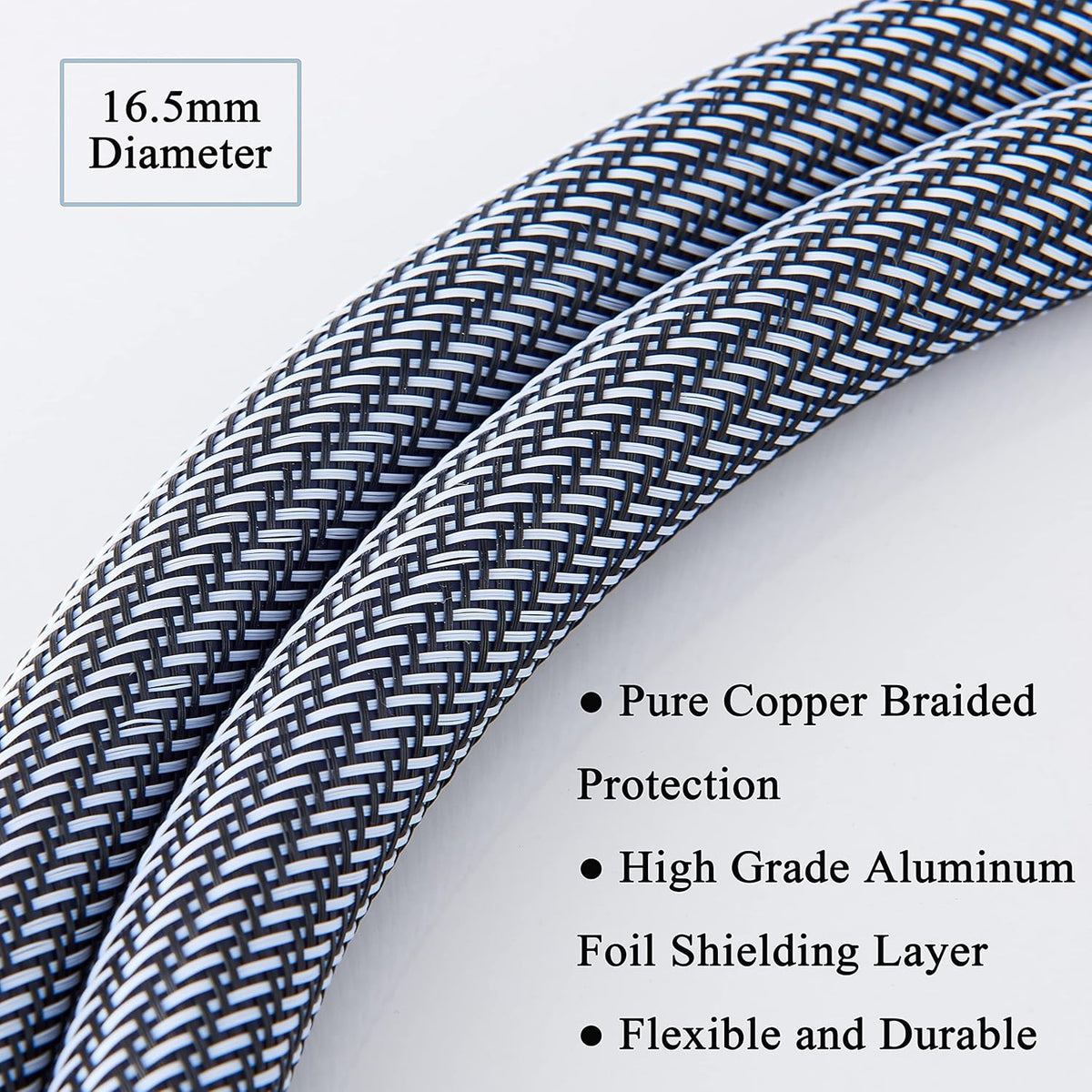 12AWG Audiophile Power Cable with Braided Sleeves, 5FT B54567