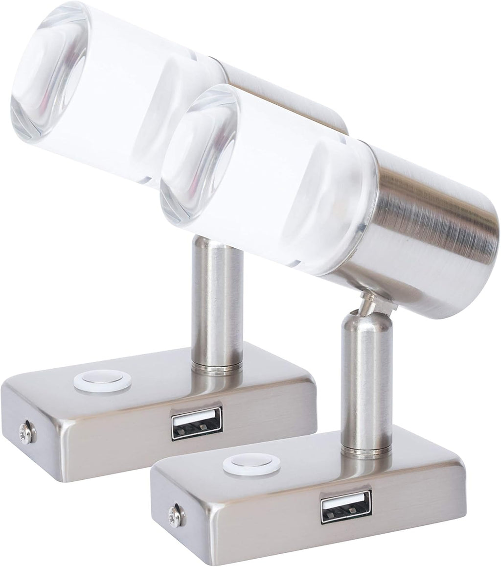 12V LED Reading Light with USB Port Dimmable Two Pack F8194