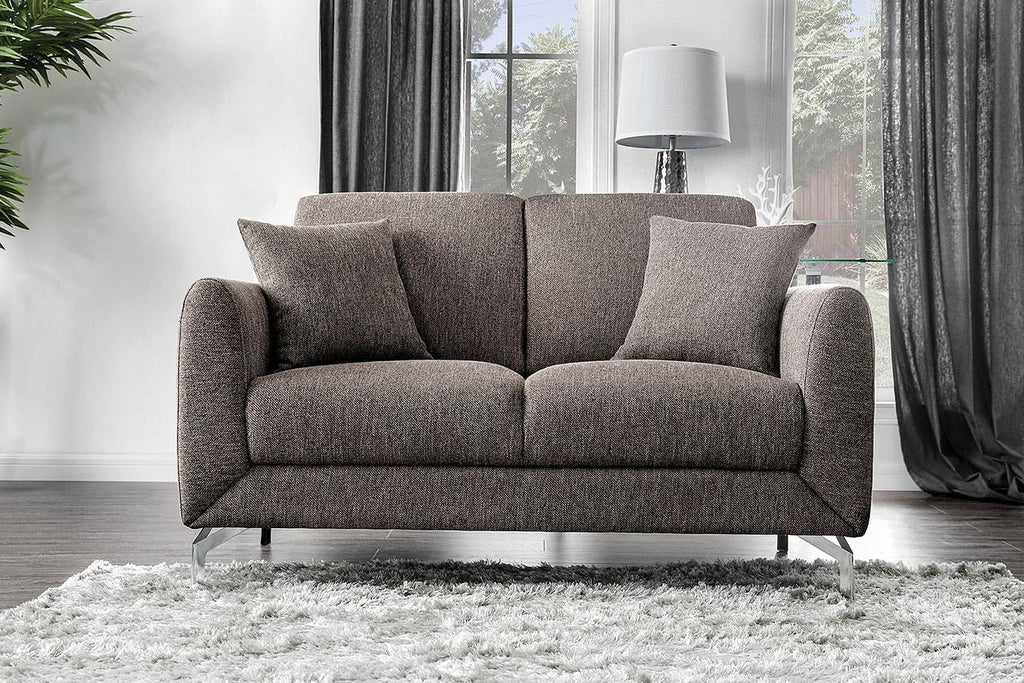 Brown Linen-like Fabric Living Room Set 3pcs D84517