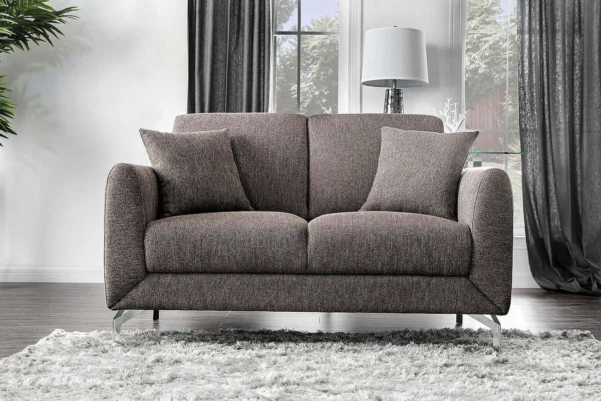 Brown Linen-like Fabric Living Room Set 3pcs D84517