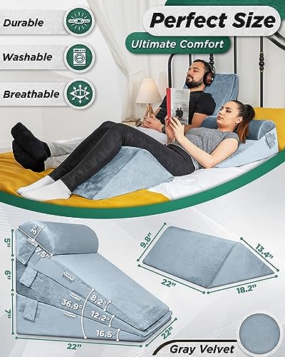 4pcs Orthopedic Bed Wedge Pillow Set Memory Foam I5043