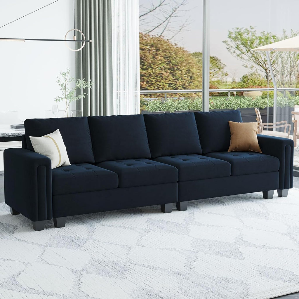 Blue Velvet Modular 4 Seat Sofa Couch Sectional W733452