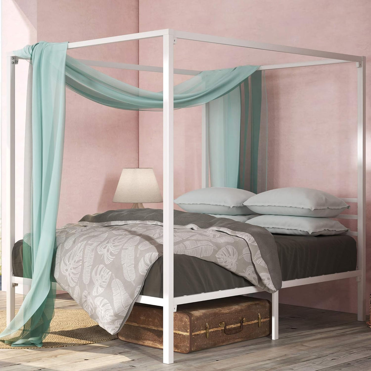 Black Metal Canopy Platform Bed Frame Queen H537562