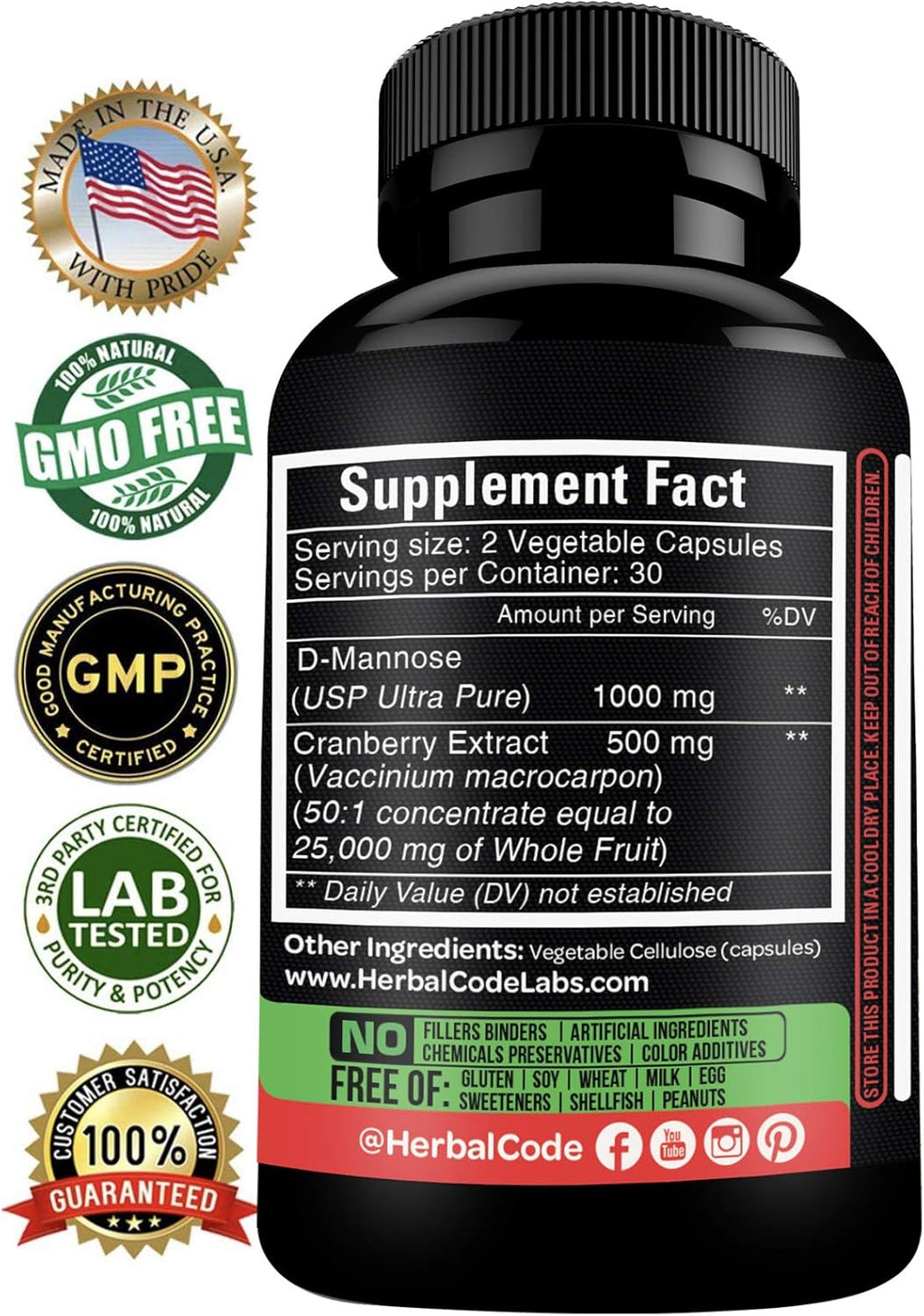 D-Mannose with Cranberry Extract Capsules 1500mg R334761