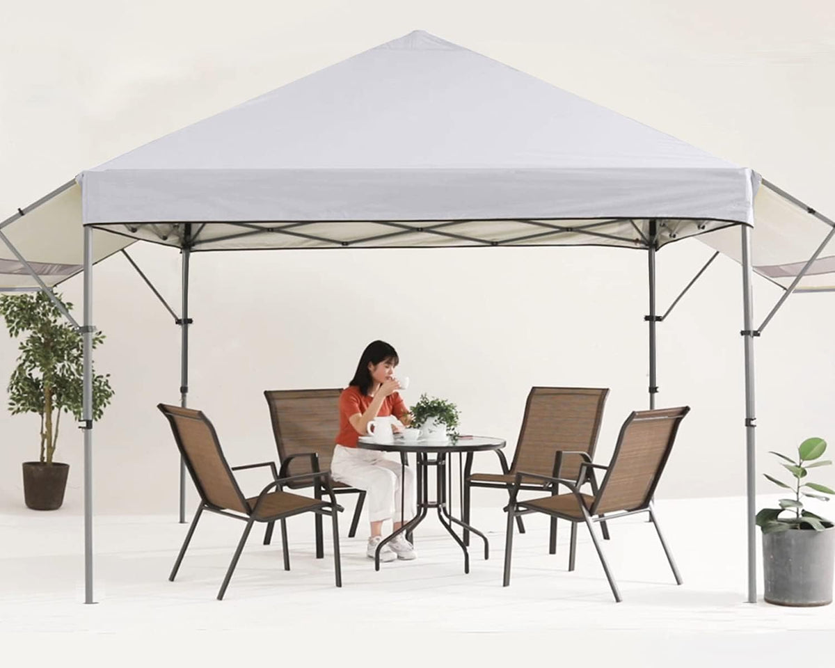10x10 Pop-up Canopy Tent with Double Awnings Dark Gray C7085