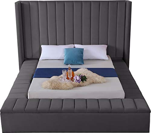 Cream Velvet Upholstered Full Bed with Storage M3095