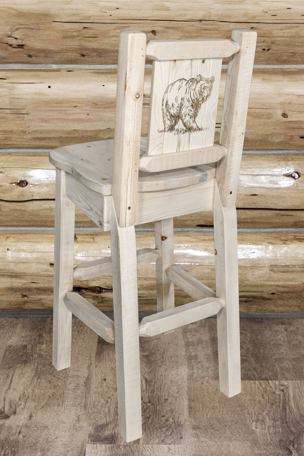 Counter Height Back Barstool with Bear Design Y851102
