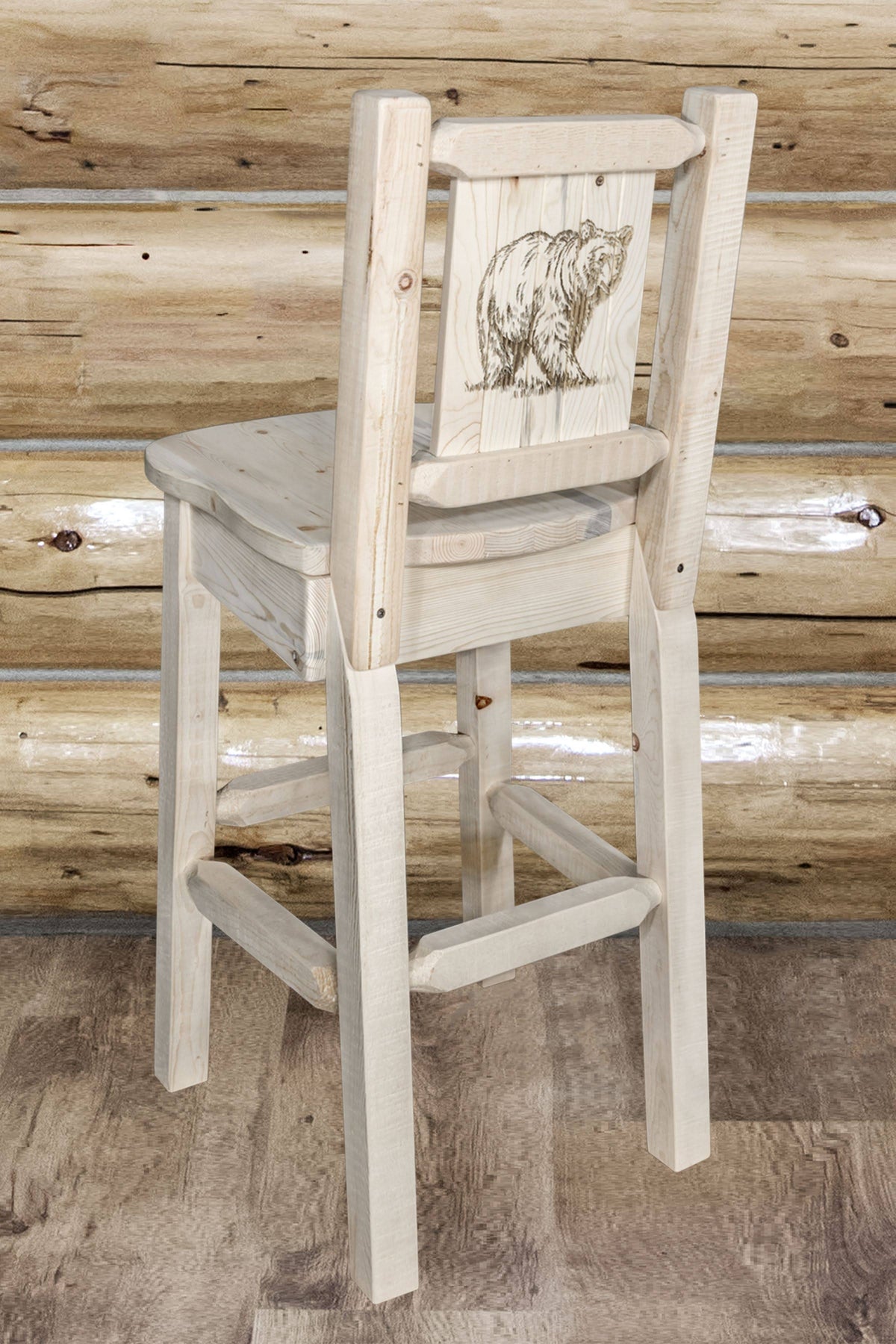 Counter Height Back Barstool with Bear Design Y851102