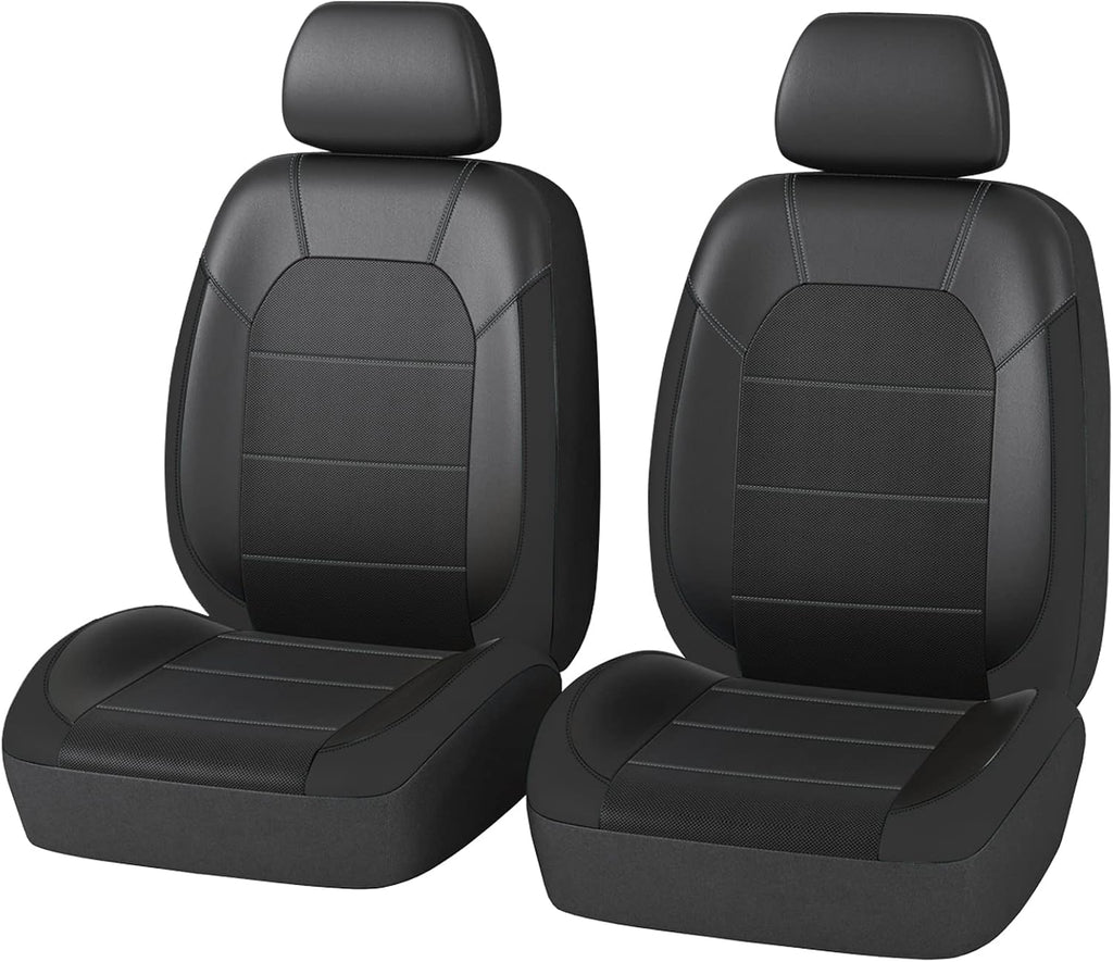 Leather and 3D Air Mesh Car Seat Covers, 11PC, Black J959