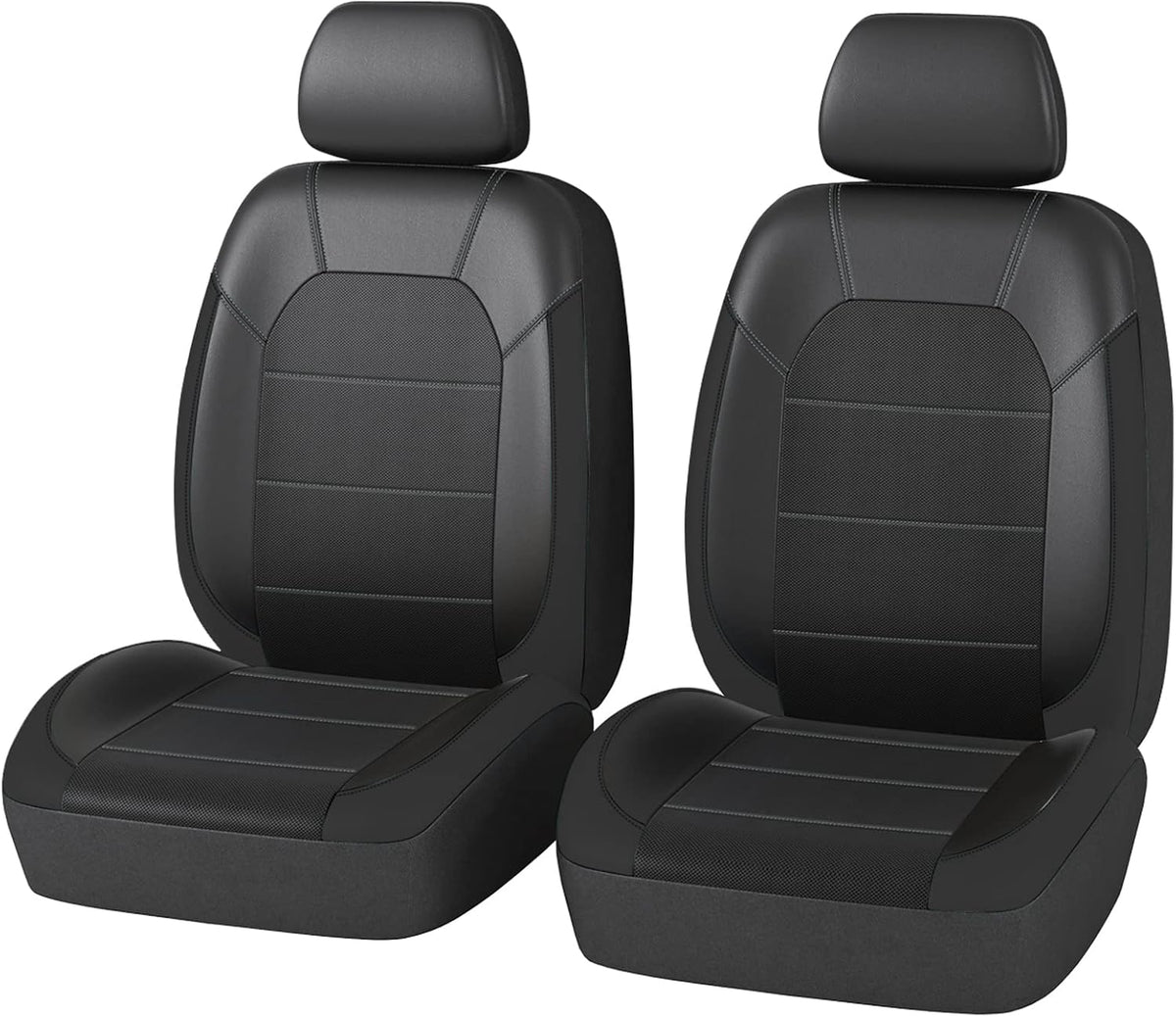 Leather and 3D Air Mesh Car Seat Covers, 11PC, Black J959
