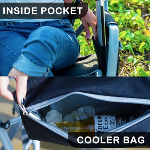 Oversized Rocking Camping Chair with Cooler and Side Pocket (Black/Grey) P320137