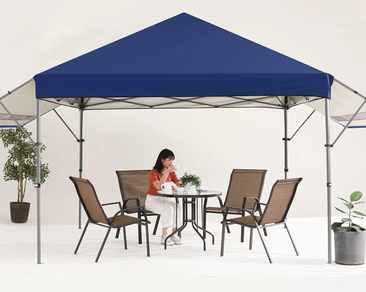 10x10 Pop-up Canopy Tent with Double Awnings Dark Gray C7085