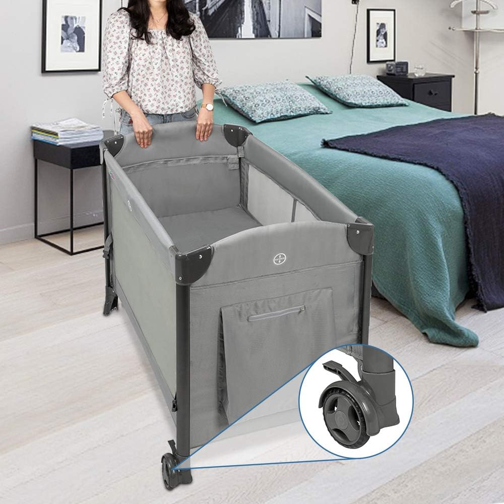 3 in 1 Baby Bedside Sleeper with Mattress and Carry Bag D912046