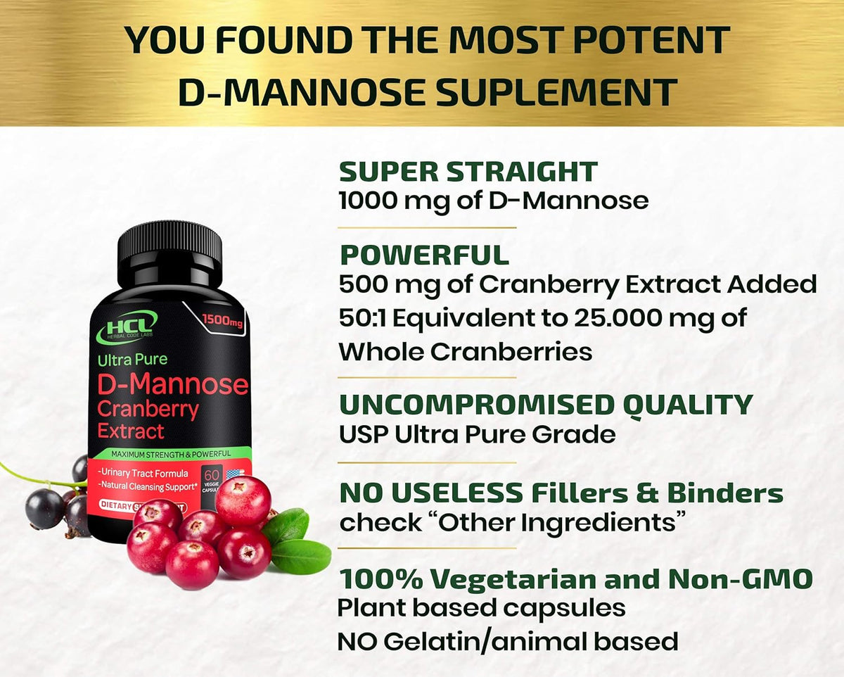 D-Mannose with Cranberry Extract Capsules 1500mg R334761